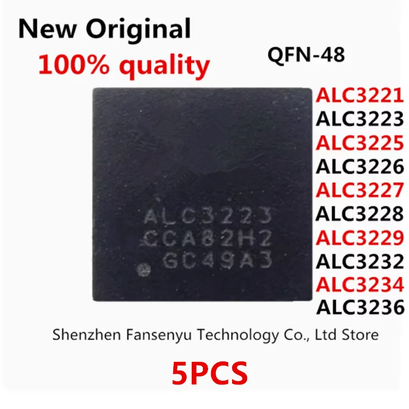 (5piece)100% New ALC3221 ALC3223 ALC3225 ALC3226 ALC3227 ALC3228 ALC3229 ALC3232 ALC3234 ALC3236 QFN-48 Chipset