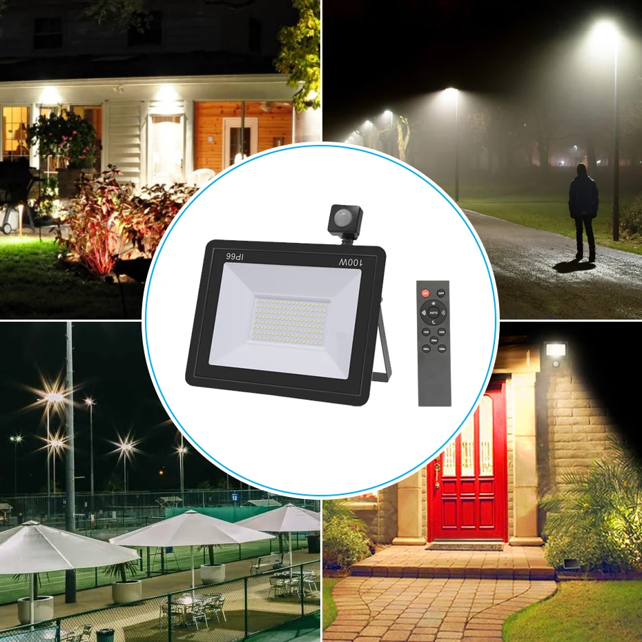 10W-100W LED Floodlight Remote Control PIR Motion Sensor IP66 220V Exterior Projector Spotlight Outdoor Lighting Led Flood Light