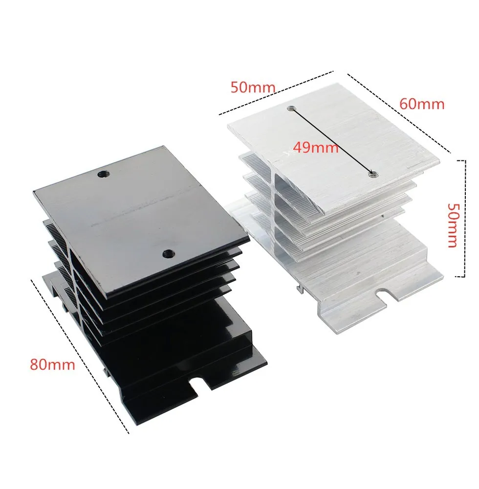 SSR Aluminum Heat Sink 25A 30A Silver Tone Solid State Relay HeatSink Radiator for Single Phase