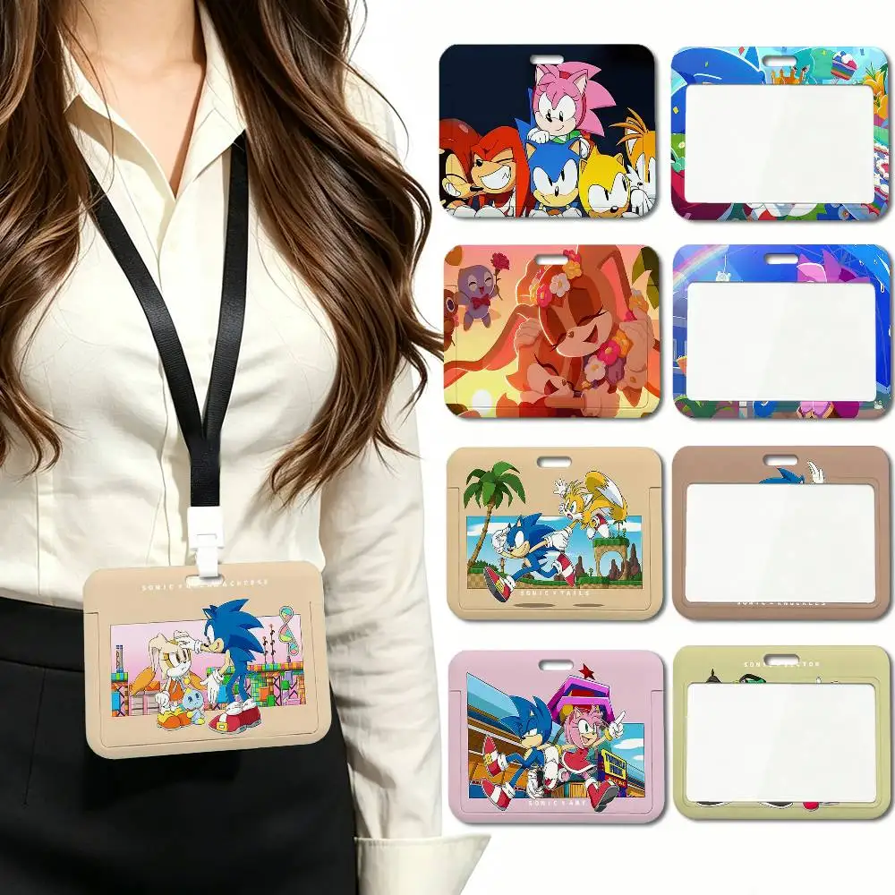 S-sonic The H-Hedgehog – pochette pour carte d'identité, porte-carte de travail durable avec sangle de cou, couverture de carte d'identité professionnelle pour employés