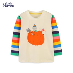 Little Maven Boys Tops  Autumn Spring Halloween Clothes for Children Kids Cartoon pumpkin Rainbow Long Sleeves T-shirt Cotton