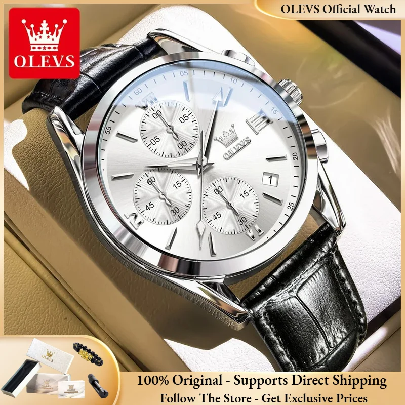OLEVS 2872 Men Watch Luxury Business Men Quartz Watch Waterproof Luminous Calendar High Chronograph Moon Phase Men Formal Watch
