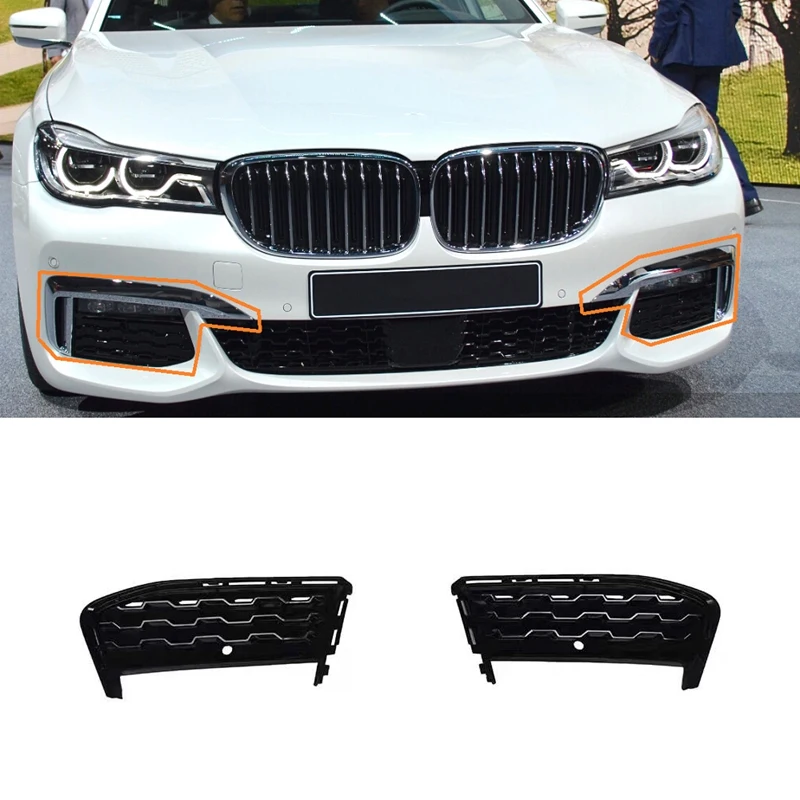 Front Bumper Side Grille Fog Lamp Cover 51118092157 51118092158 For BMW 7 Series G11 G12 2015-2020 Accessories L+R