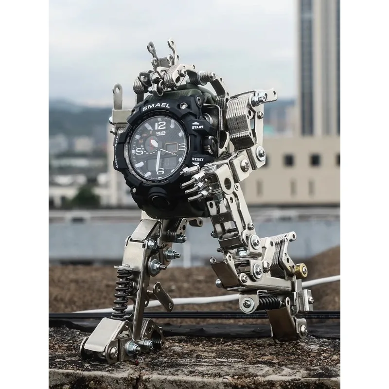 Mechanical Party DIY Handmade Logistics Assembly Robot Ornament Toy with Time Watch Birthday Gifts Child