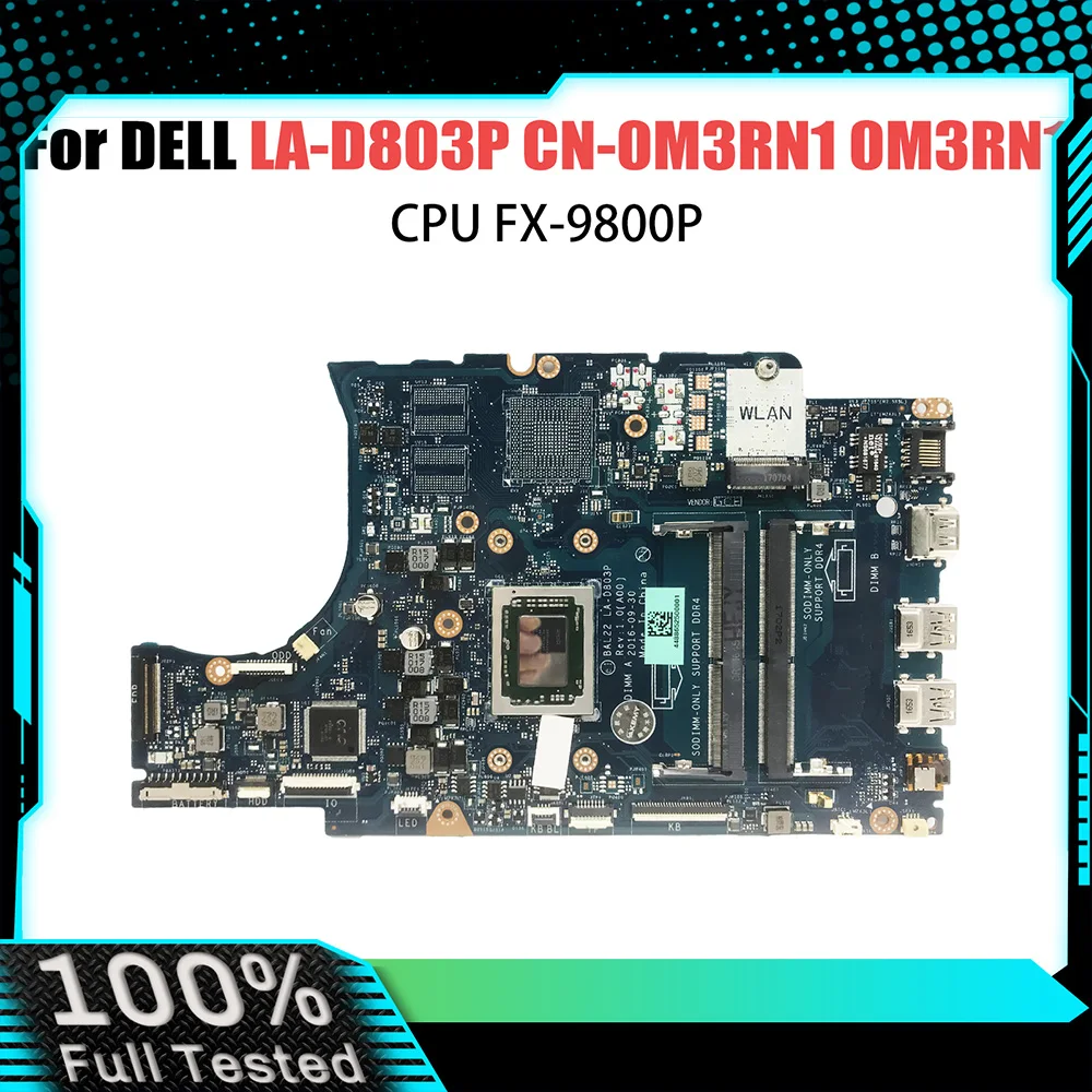 Notebook LA-D803P Mainboard UNTUK DELL LA-D803P Laptop Motherboard CPU FX-9800P DDR4 100% tes OK