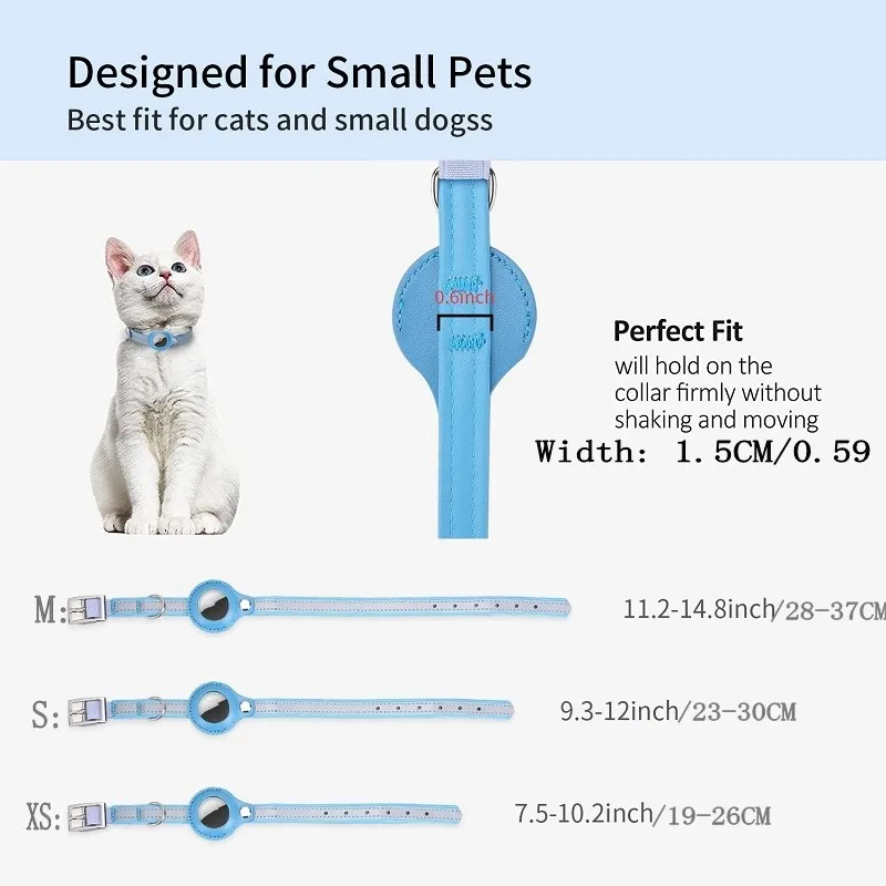 Leather Pet Adjustable Collars For Apple Airtag Location Tracker Dog Cat Anti-lost Reflective Protection Case For Airtags Collar