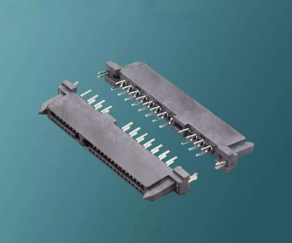 

200pcs SATA7P+15P female seat long body, double row misalignment needle, 180-degree straight needle, harpoon positioning foot