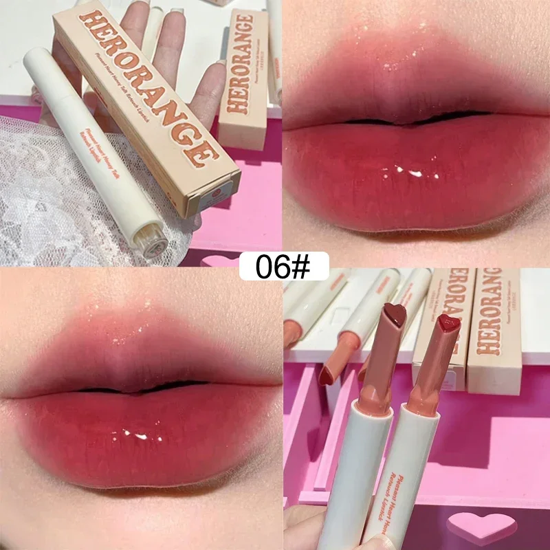 Mirror Heart Shape Solid Lip Gloss Water Light Lipstick Pen Clear Oil Jelly Lip Gloss Korean Tint Makeup Girl Cosmetics