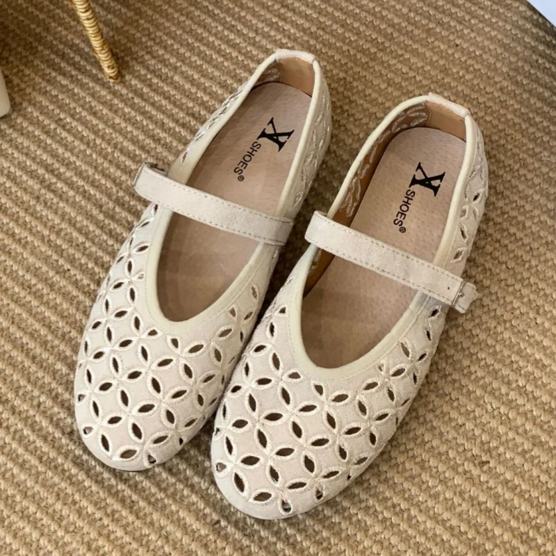 

Новые летние дышащие туфли на плоской подошве. 2021. Туфли Мэри Джейн на низком каблуке. Элегантные универсальные трендовые женские туфли на мягкой подошве на плоской подошве.