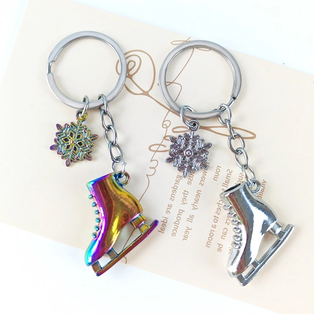 

Fashion Snowflake Ice Skates Keychain Metal Colorful Shoe Shaped Keyring Women Men Car Key Backpack Pendant Skating Club Gift