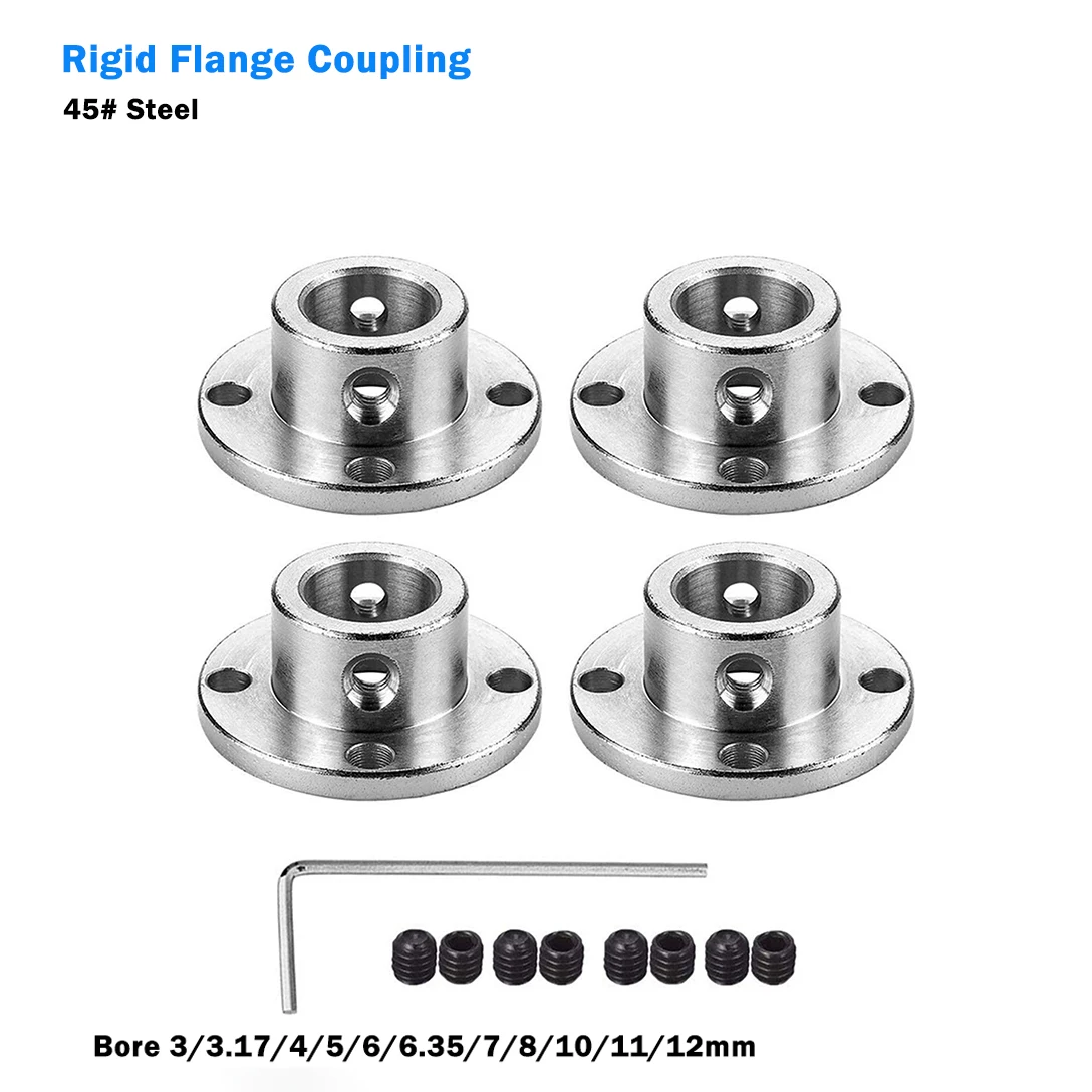 Rigid Flange Coupling 3/3.17/4/5/6/6.35/7/8/10/11/12mm Motor Guide Shaft Coupler Motor Support Connector For DIY RC Model Motors