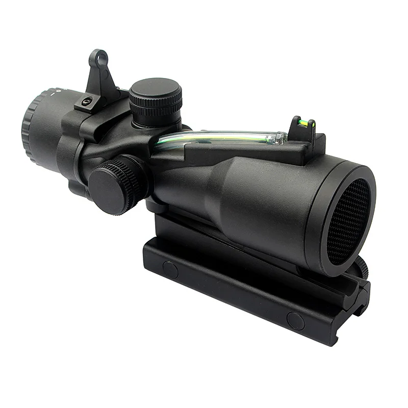 3x32 Fiber Optics Red Dot Illuminated Real Fiber Source Scope Tactical 3x Magnifier Hunting Riflescope Aluminum Housing