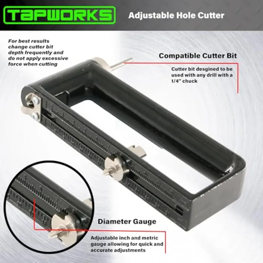 Cortador de agujeros de chapa de metal ajustable de 2 a 12 con ajuste de precisión para instalación y mantenimiento de conductos HVAC Ideal para S