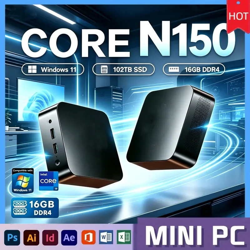 New Compact Intel Core N150 Win11 16GB RAM 1TB/2TB WiFi6+BT5.2 4K Ideal for Work | High‑Performance Mini Desktop PC