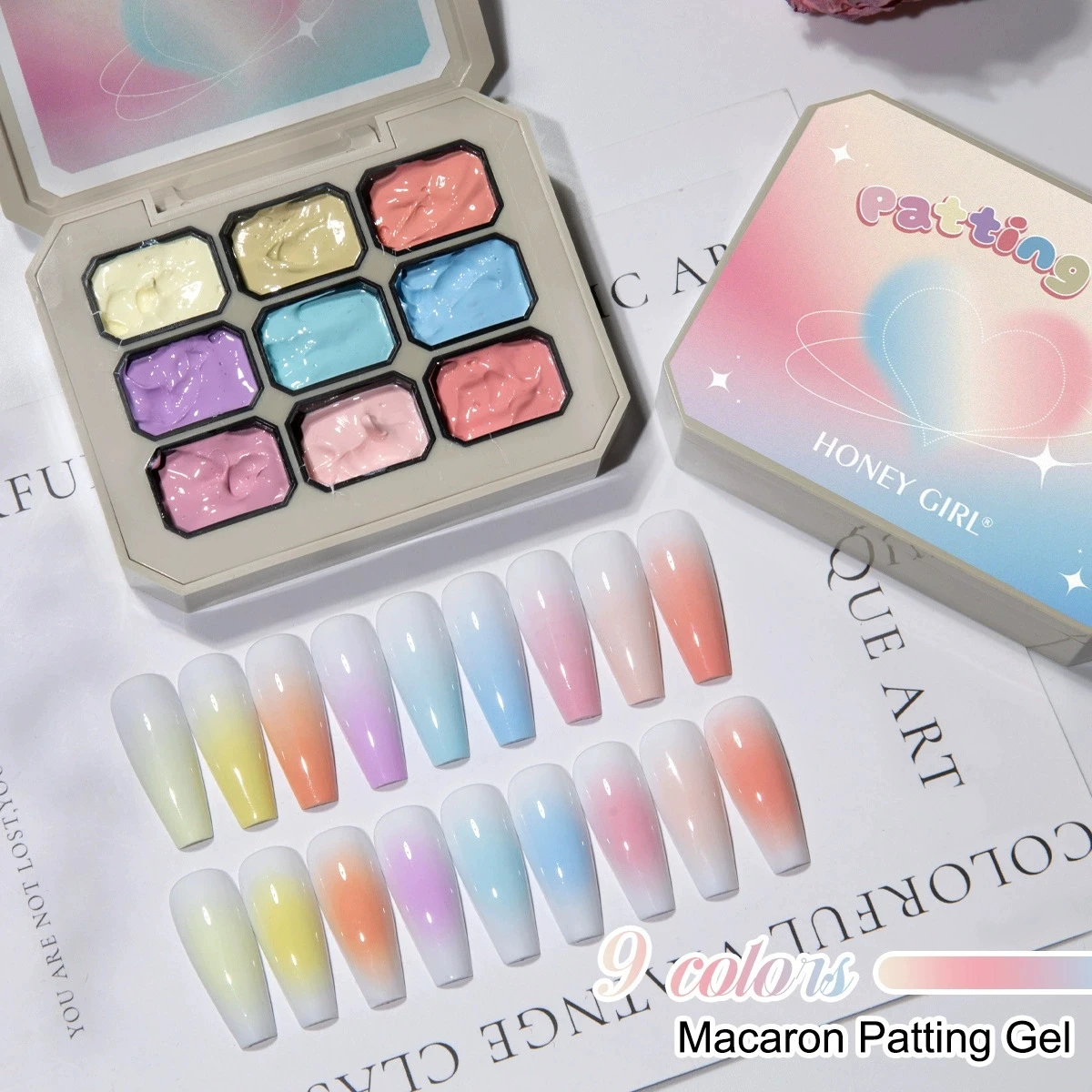 1pc Solid Makaron nail polish Gel 9 Grid Color Paint Gel High Saturation Thick Patching Gel UV&LED Nail Art Creation 3D Diy INS view 3