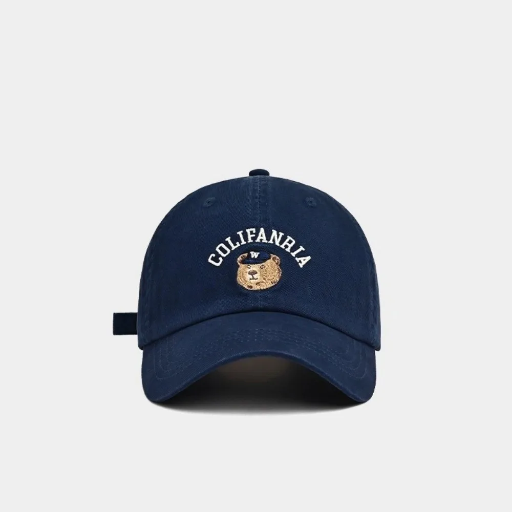 

Fashion Korean Bear Embroidery Cap Cotton Versatile Men Women Baseball Cap Solid Color Sweet Snapback Hat Teenagers
