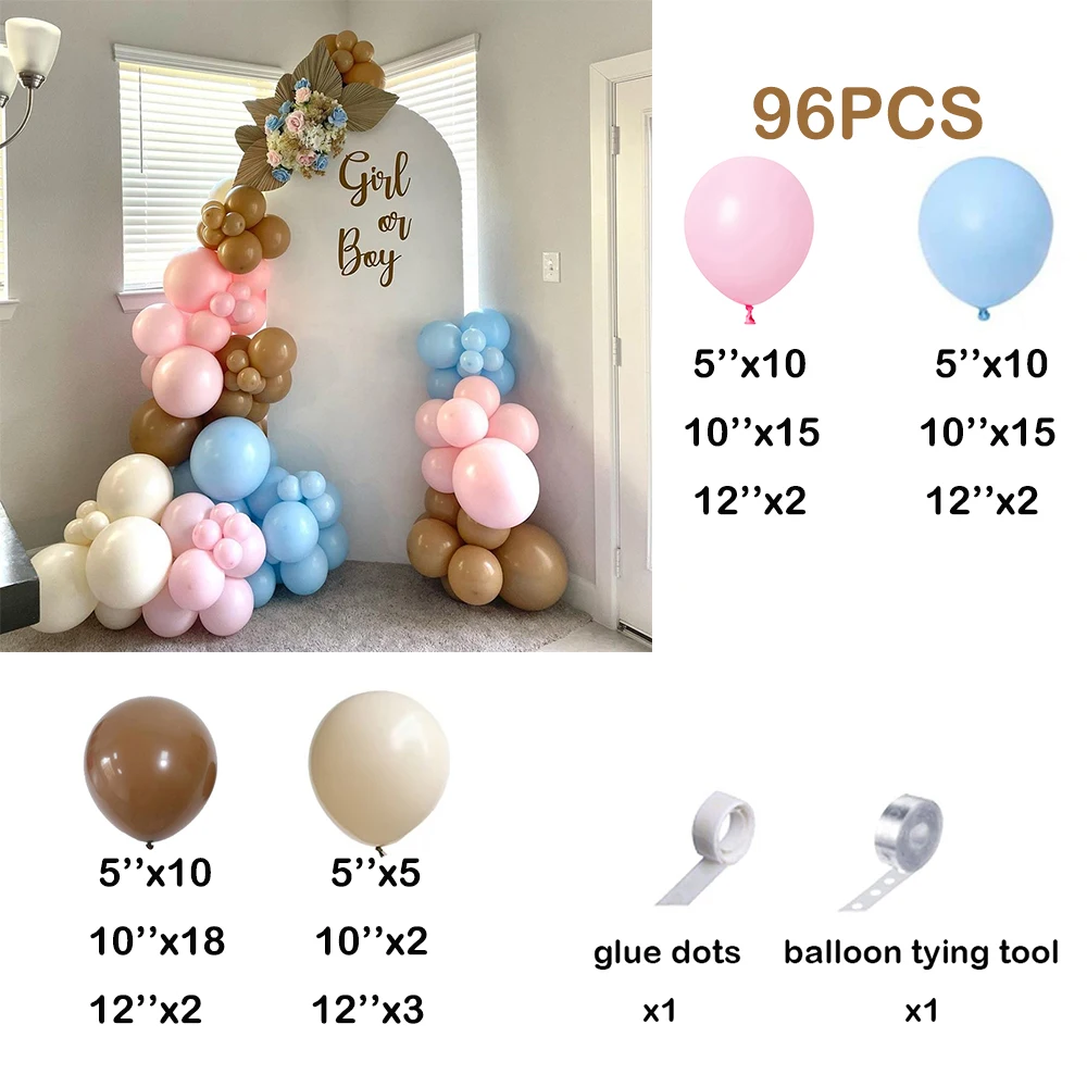 Boy Or Girl Balloon Garland Kit Gender Reveal Baby Shower Decoration Pink Blue Balloons Arch Birthday Party Brown Ballon Decor