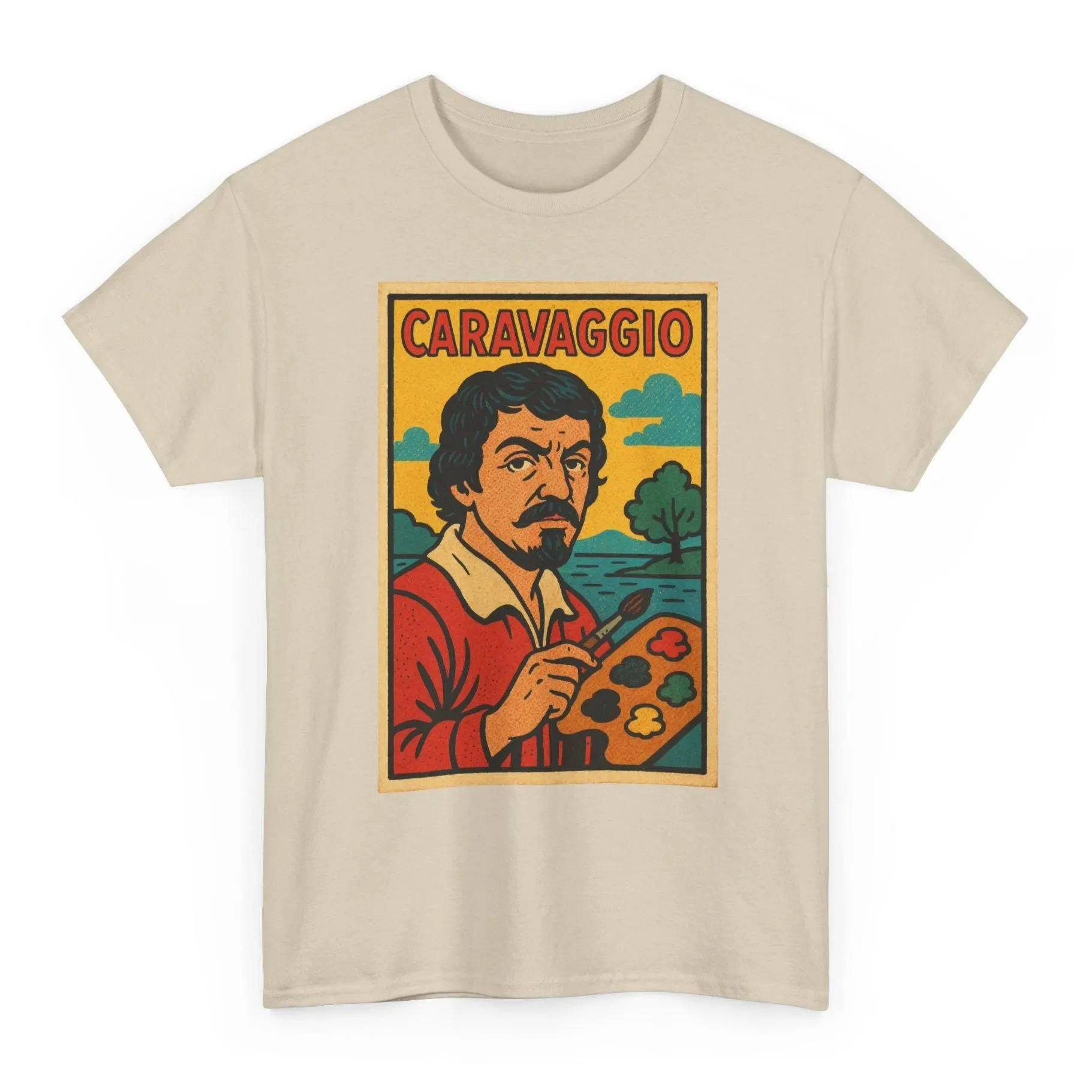Caravaggio تي شيرت الباروك الفن المحملة الكلاسيكية الإيطالية الرسام قميص الرجعية الشارع الشهير عالية الجودة طاقم الرقبة قصيرة الأكمام الرجال المحملة #1