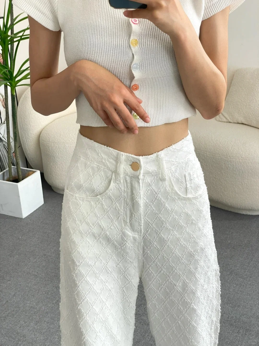 High Waist Straight Leg Embroidered Skinny Jeans Women's Spring Summer New Sle Casual Long Pants Wide Leg Trousers