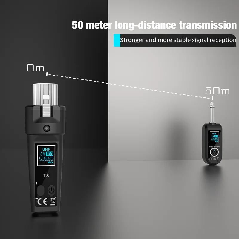 Microphone UHF Wireless Converter Dynamic Condenser Universal Recharge XLR Transmitter and Receiver for Mic Audio Mixer Guitar