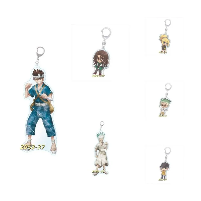 

6CM Dr. Stone Cherry Blossom Acg Stand Senku Ishigami Figure with Name Acrylic Keychain Hyoga Statue Gen Asagiri Gift