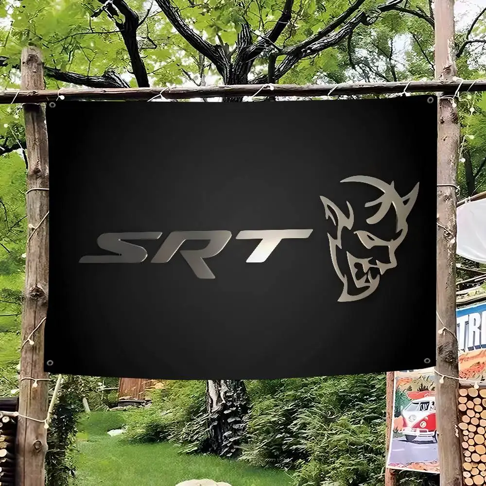 SRT Hellcat Demon Dodge Challenger Car Racing Small Size Cheerleading Banner Hand Pulled Flag Outdoor Atmosphere Flags