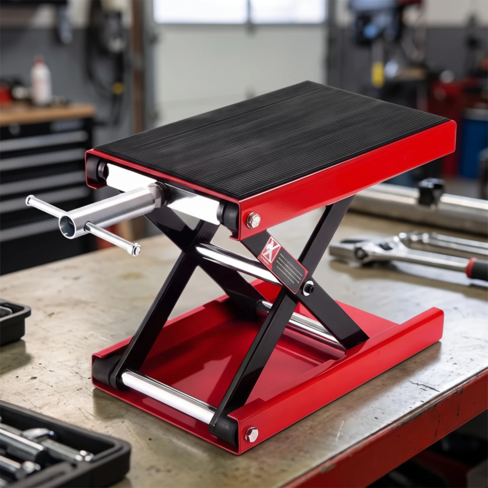 Motorcycle Lift Jack Scissor-Style Motorcycle Lift Platform Manual Compact for Riders, Garage 5