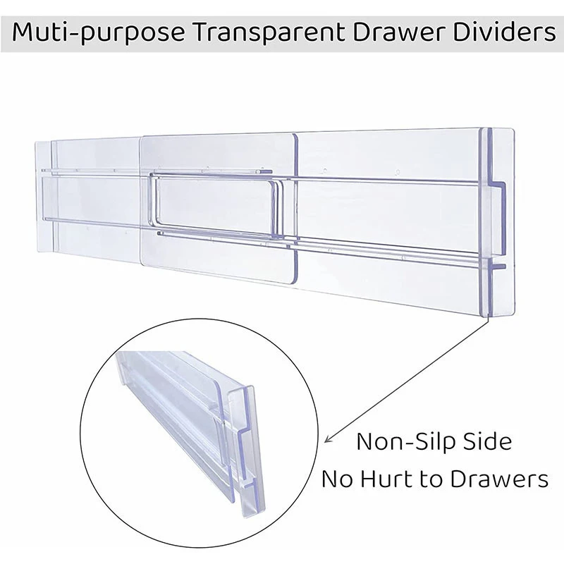 2/4PC Drawer Dividers Organizers Adjustable Cabinet Storage Clothes Drawer Organizer Clear Drawers Separators Kitchen Tools