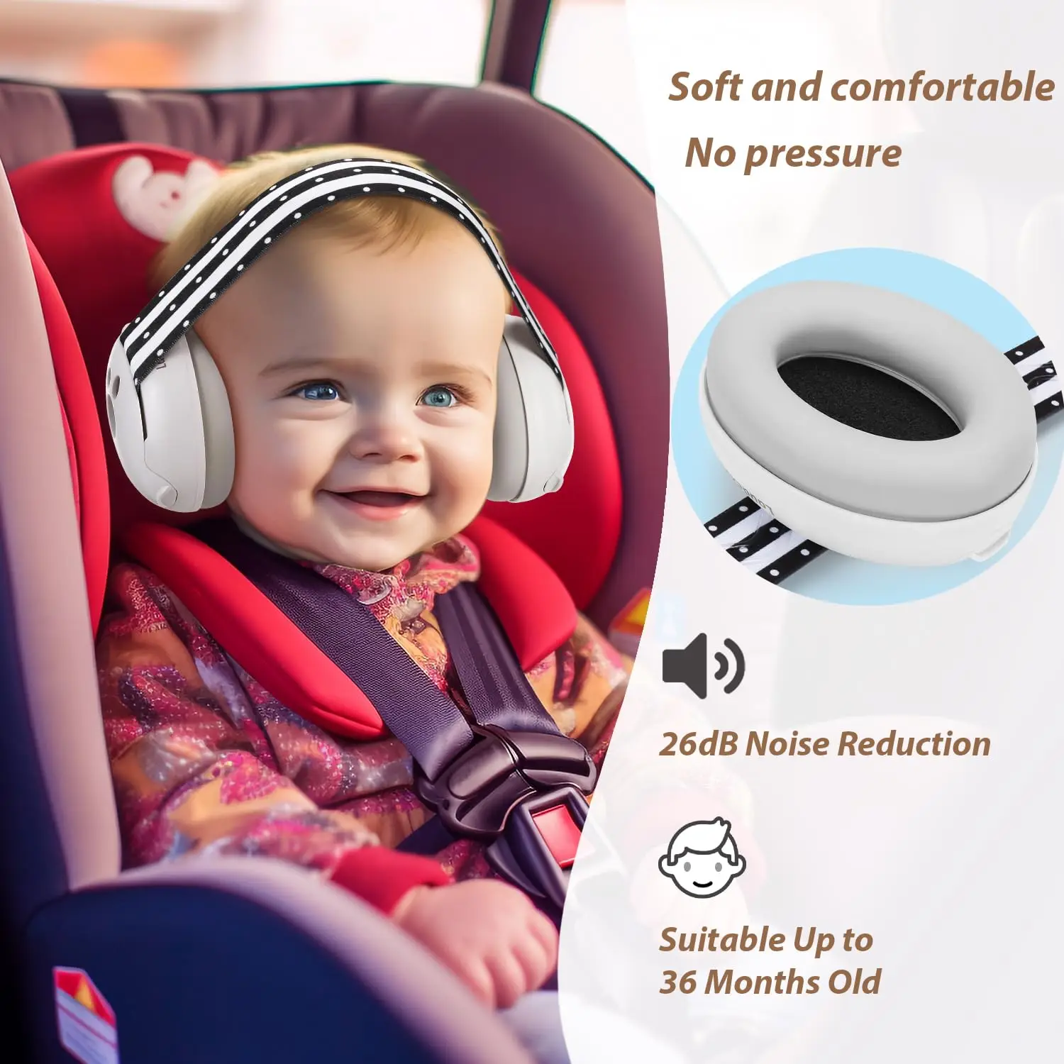 Sleep noise cancel kids ear band, efficient noise reduction, breathable, baby protector, study focus.