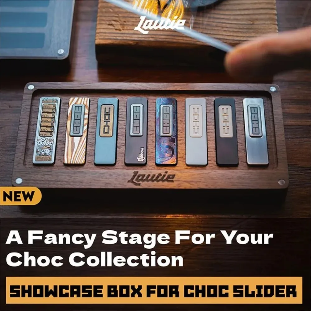LAUTIE Showcase Box For Choc Slider Made Of Black Walnut Can Keep 8pcs Choc Collection Desk Fidget Toy Storage Organizer