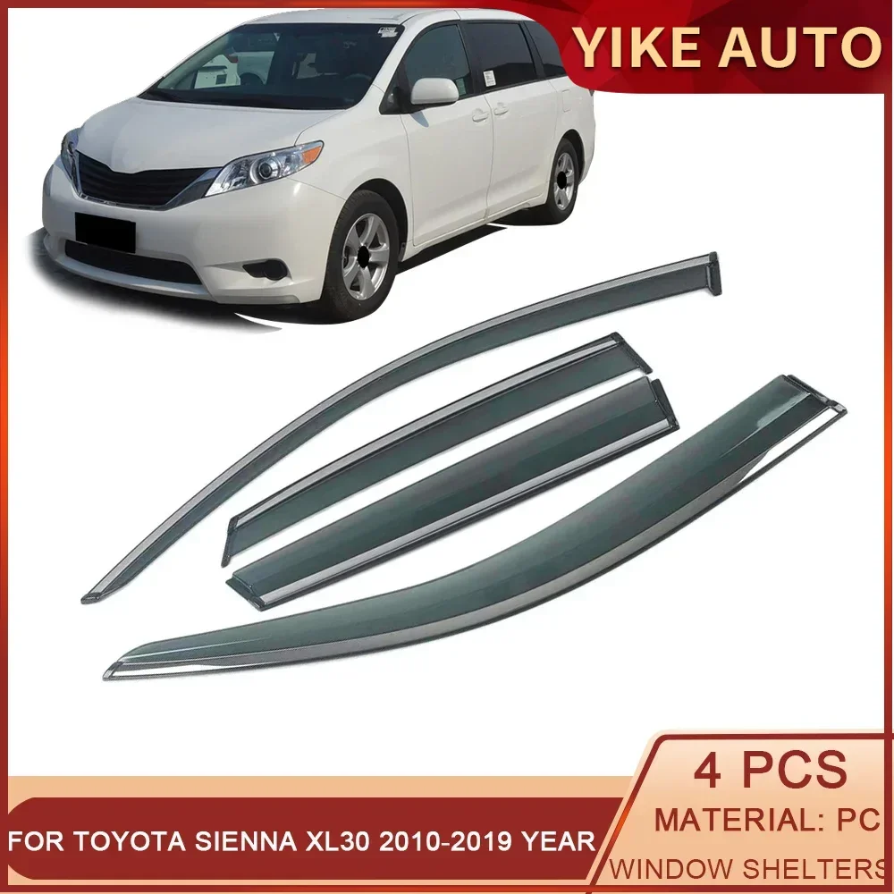 

For TOYOTA Sienna XL30 2010-2019 Car Window Sun Rain Shade Visors Shield Shelter Protector Cover Trim Frame Sticker Accessories