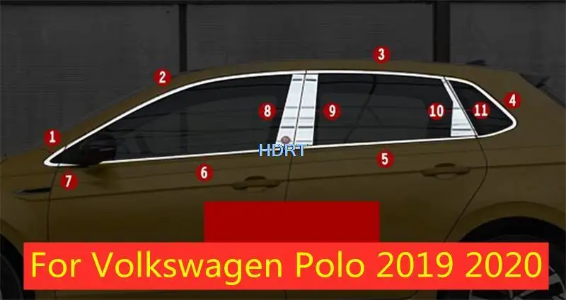 

Оконная литье, наклейка на столб, отделка, полоса, украшение для Volkswagen Polo 2019 2020, автомобильный Стайлинг, аксессуары из нержавеющей стали