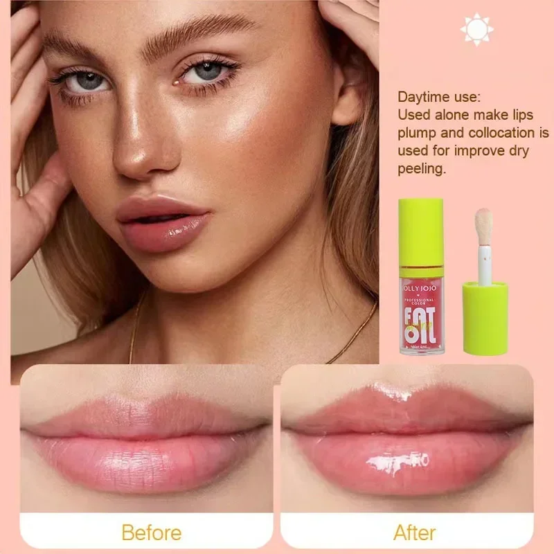 Aceite de vidrio transparente para labios, bálsamo labial hidratante, brillo de labios, cristal Natural, Cosméticos de maquillaje de larga duración