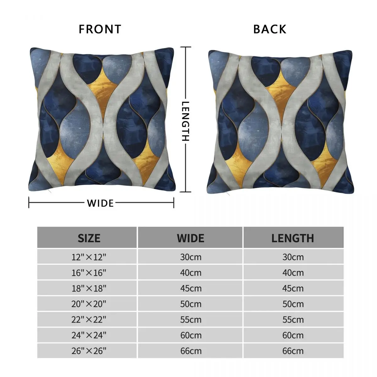 Abstract Blue Gold Grey Square Pillowcase Polyester Linen Velvet Printed Decorative Throw Pillow Case Sofa Cushion Cover 45x45