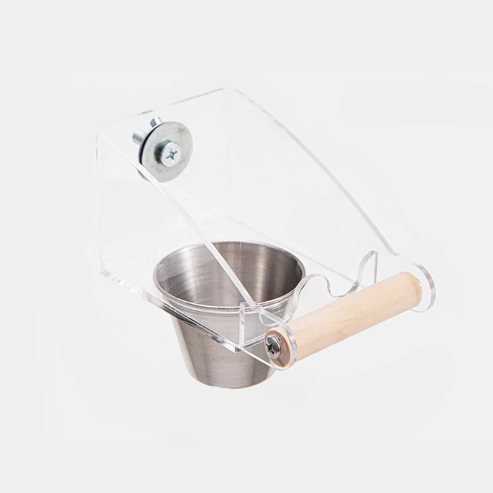 

Acrylic Cage Mounted Bird Feeder Anti Splashing Anti-spread Bird Food Dispenser Hangable Large Capacity Parrots Food Container