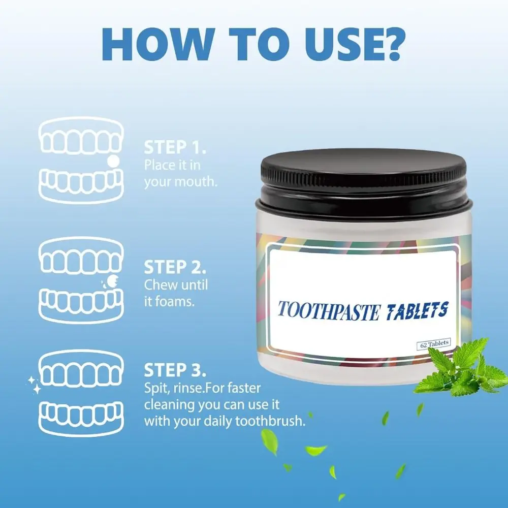 Earth Friendly Toothpaste Tablets Glass Jar Remineralizing Chewable Toothpaste Tablets Hydroxyapatite Nano Natural Paste Tabs