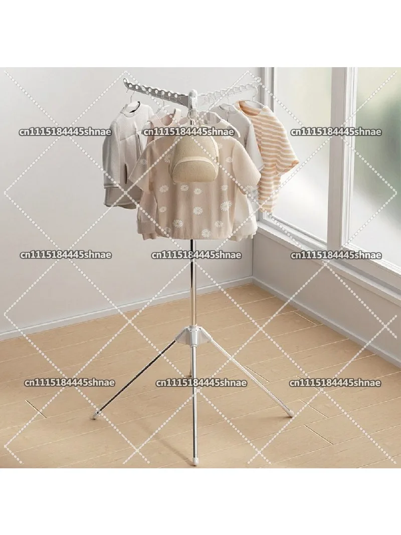 Folding floor drying rack Indoor balcony drying rack Household installation Bedroom hanging clothes floor rack Clothing