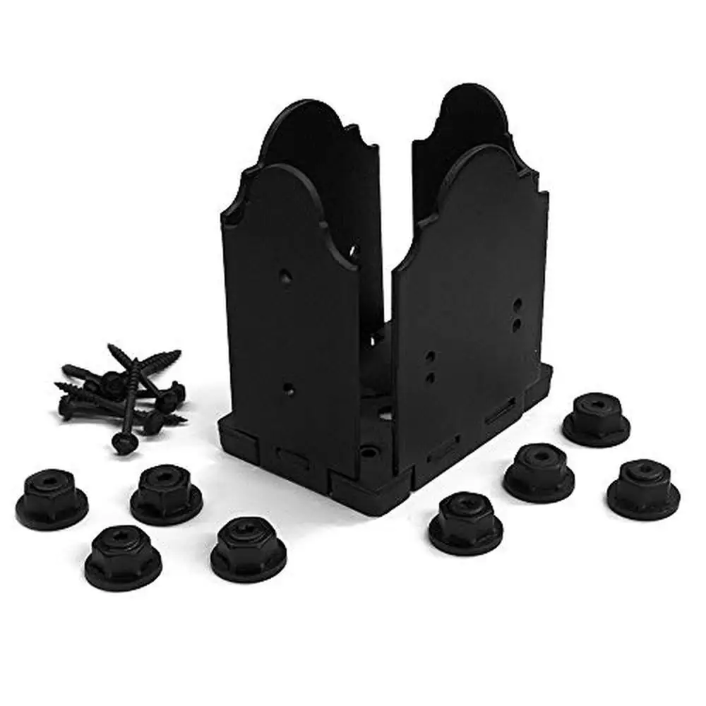 

4x6 Post Base Plate Kit with Decorative Plates and Fasteners Sunset Design Adjustable Galvanized Steel Mount Standard Posts