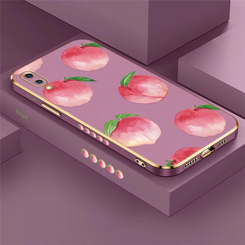 

Силиконовый противоударный чехол для телефона Vivo V5 Lite V11 V20 SE V17 V15 V19 Pro V9, защита объектива, мягкий чехол с принтом фруктов и персика