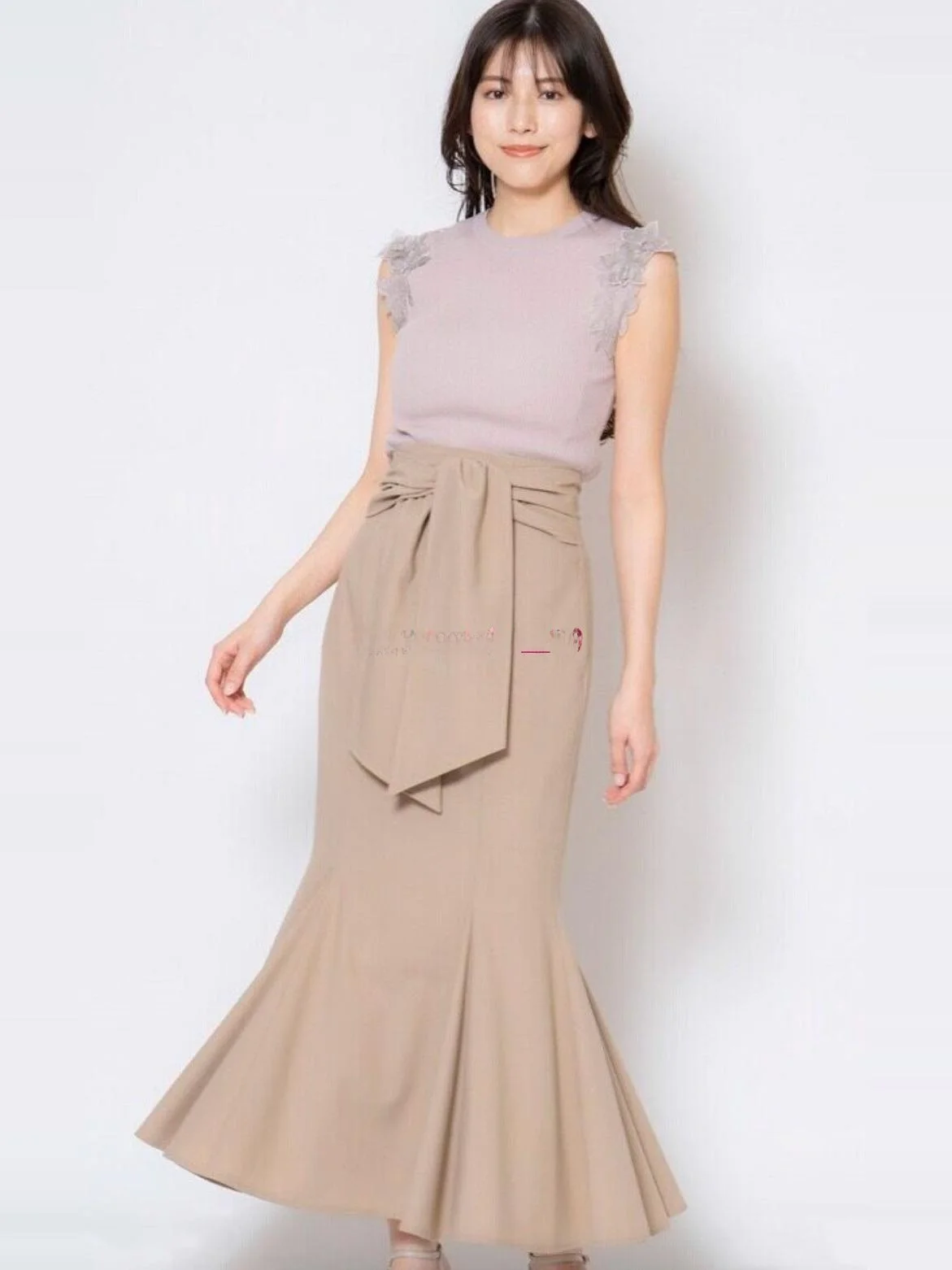 

Elegant High Waist Bridesmaid Dress Pure Color Slim Fit Fish Tail Half Skirt Stylish Knot mid Length A-Line Skirt