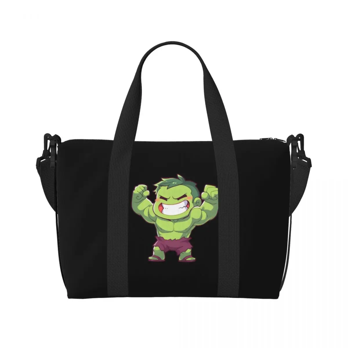 

Custom Hulk Tote Bag Women Large Capacity Green-Skinned Gym Beach Shoulder Travel Bag