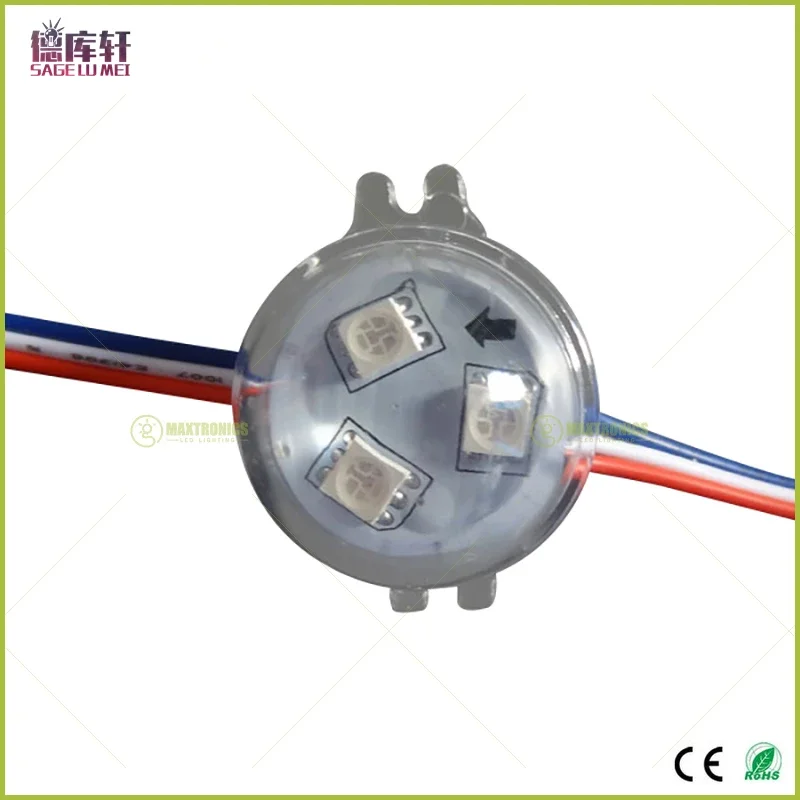 20pcs DC12V WS2811 IC 30mm Diameter transparent cover shell 3led 5050 RGB led Pixel Module Full Color led Point waterproof IP68