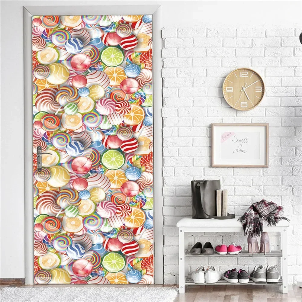 

Colored candy door stickers Sweet lollipop wallpaper Decals mural posters Family bedroom living room decoration