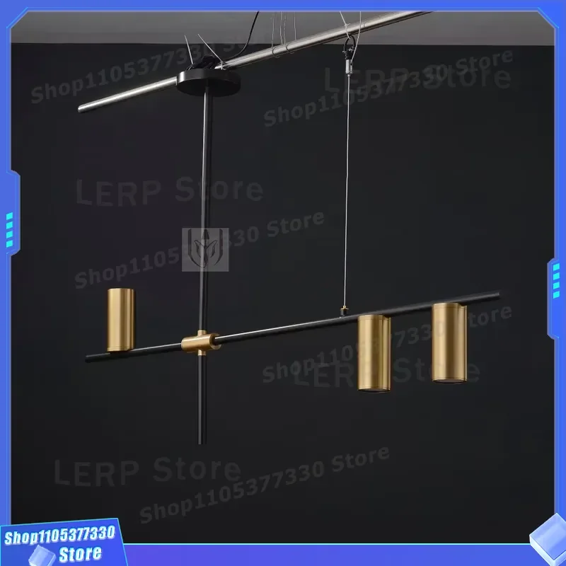 Nordic Vintage Gold Black Chandelier Cylindrical Indoor Lighting Fixture for Hotel Dining Table Bar Counter Desk Lamp Decor