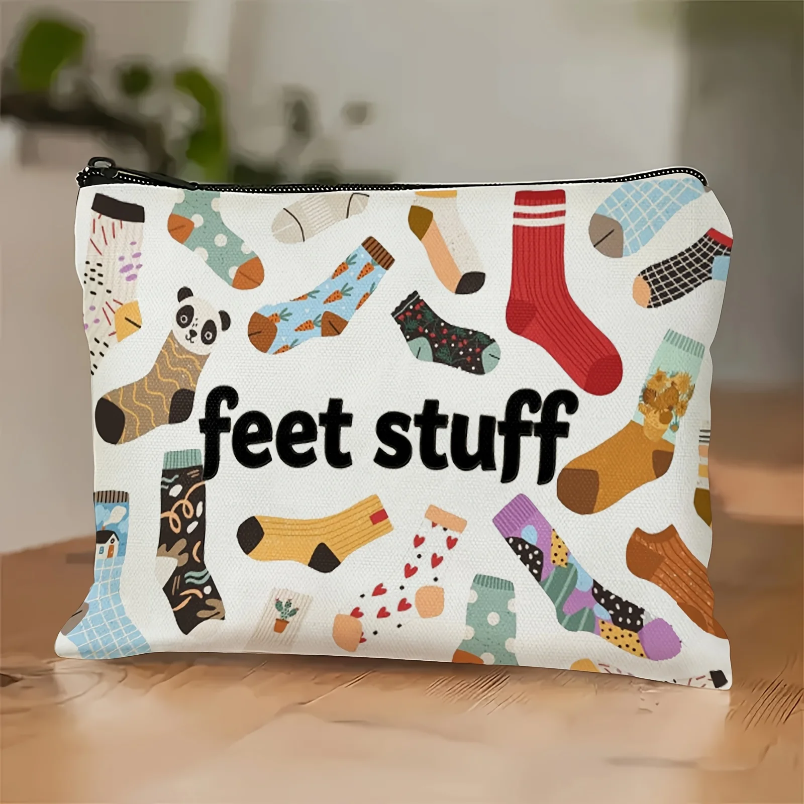 1pc Vibrant And Attractive Cosmetic Pouch Featuring Feet Stuff Design Storage Bag Tiny Socks Medications Coins And Snacks Pouch