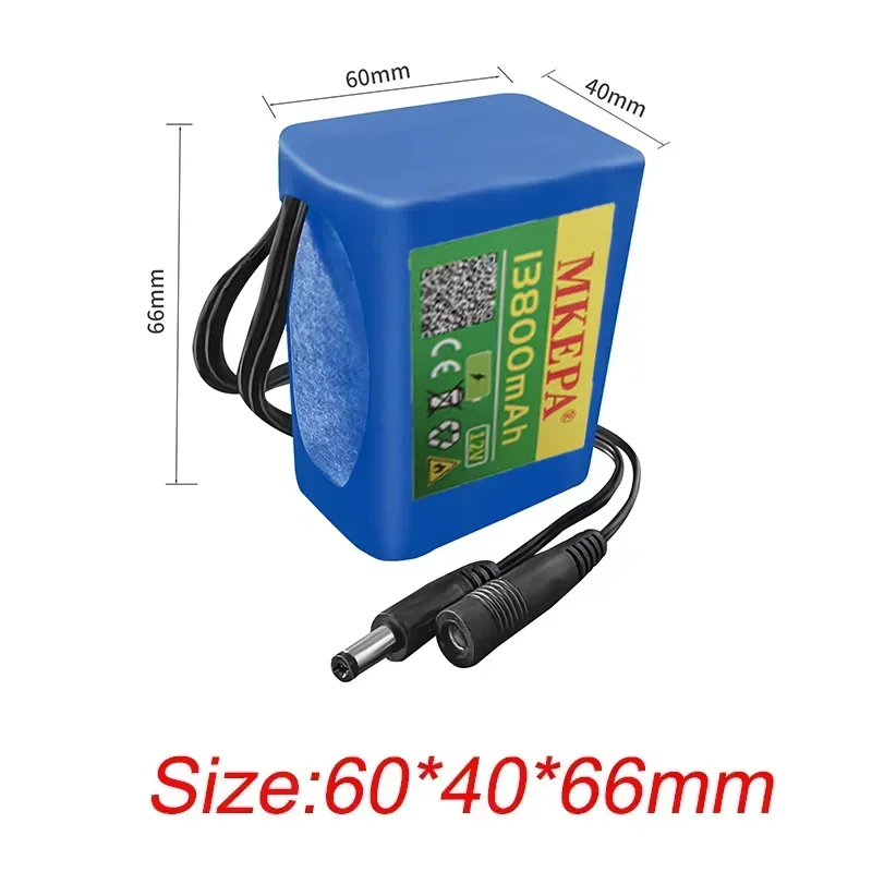 12V Battery 13.8Ah Large Capacity Lithium Ion Pack 3S2P with BMS for LED Lamp Light CCTV Camera Monitor Backup Power Supply