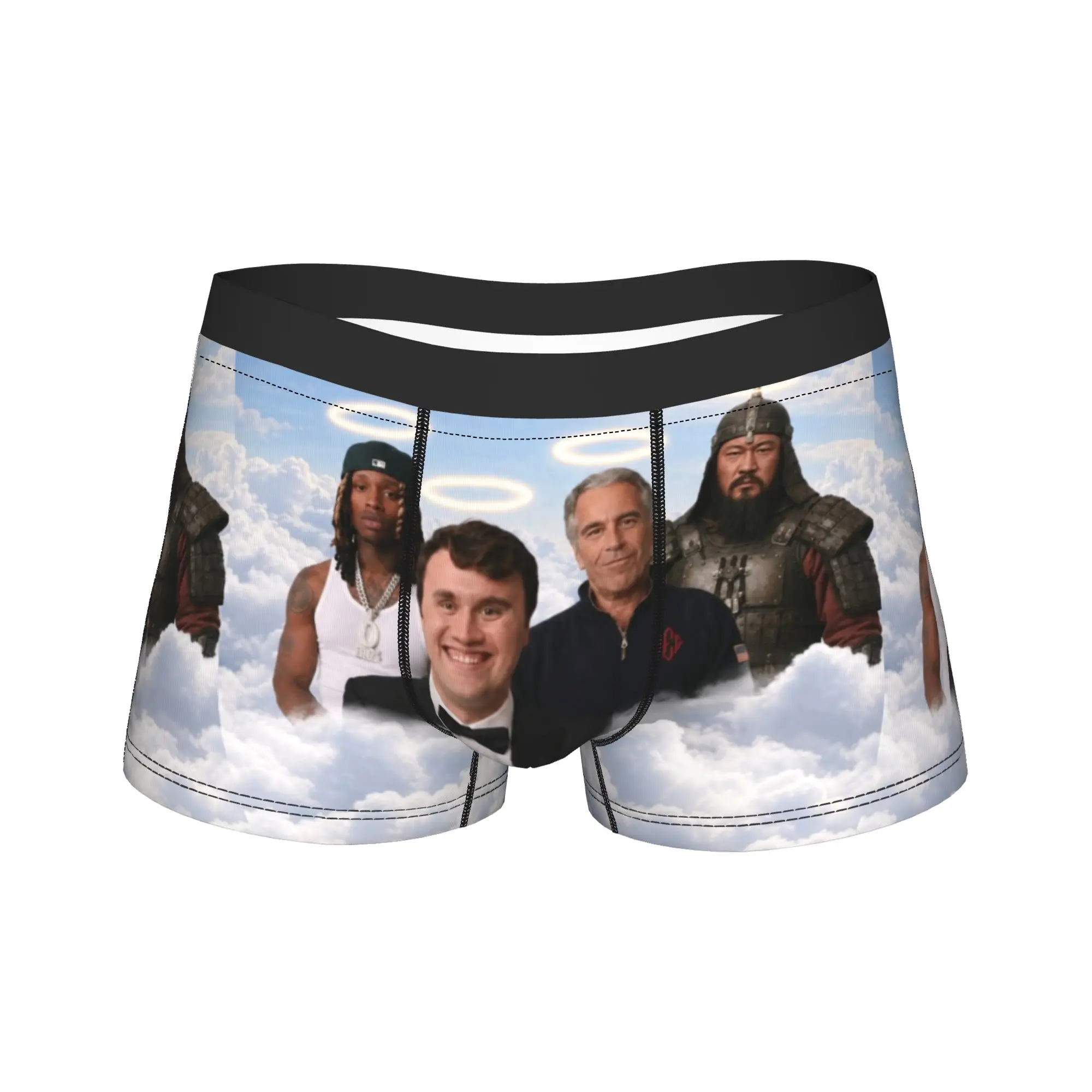 Charlie Kirk Heaven Angels Meme Boxer Shorts  3D Pouch Underwear Hot Sale Pattern Boxer Brief Novelty Men's Panties Big Size 2XL