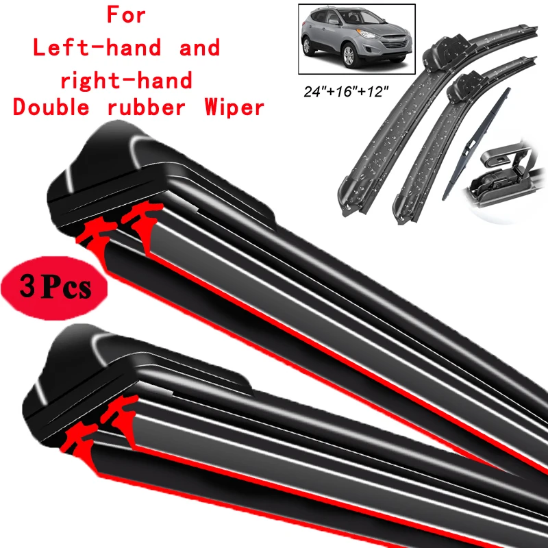 

Car Wiper Front & Rear Wiper Blades Set Kit For Hyundai Tucson MK2 ix35 2010 - 2015 Windshield Windscreen Window 24"+16"+12"