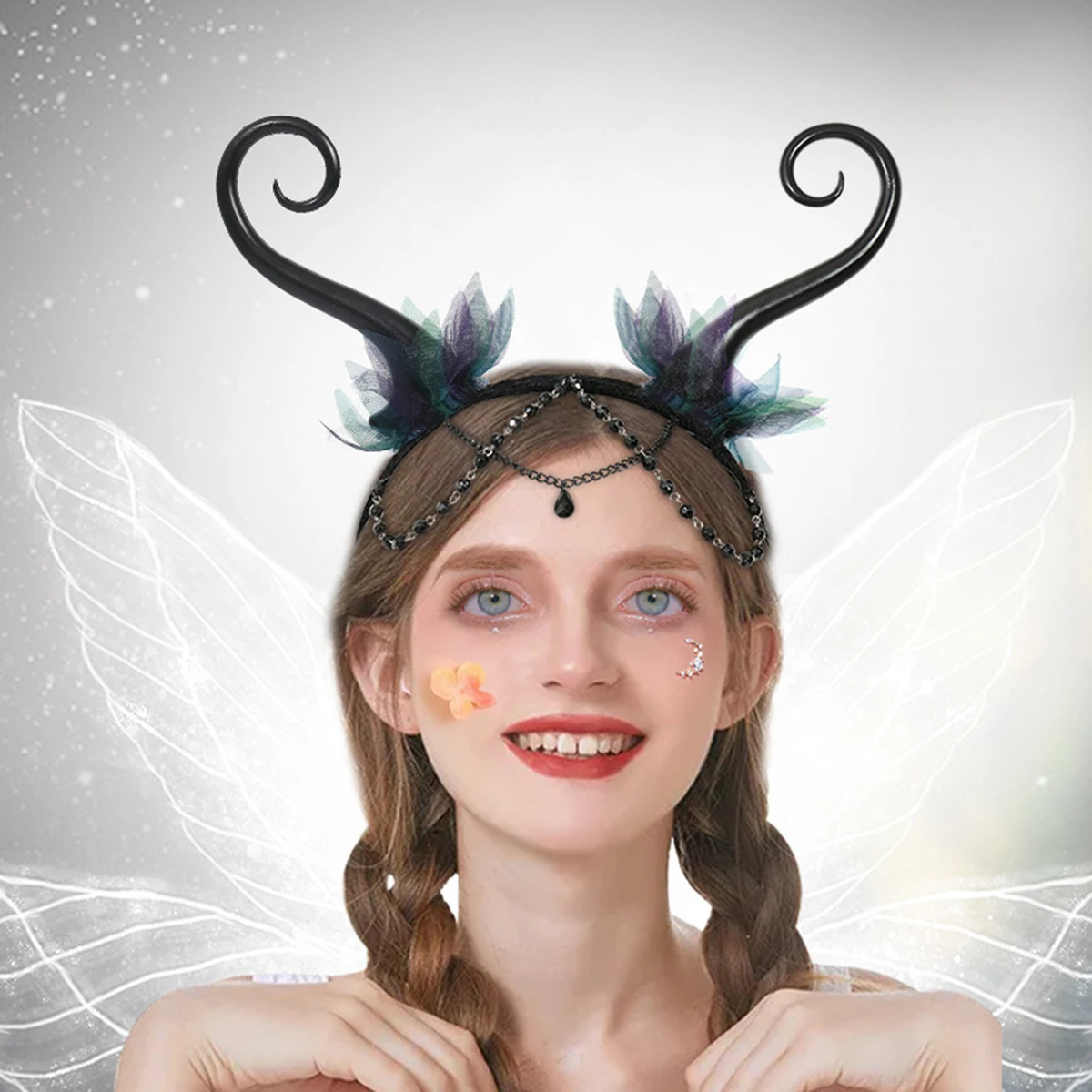 花の妖精のエルフのヘッドバンド,ハロウィーンの装飾,森,ファンタジー,コスプレ,ヘアアクセサリー