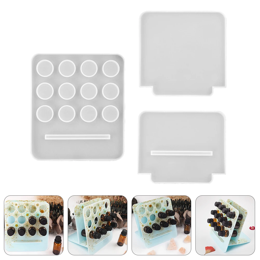 

3pcs Crystal Epoxy Mold Silicone Essential Oil Bottle Holder Storage Rack Diy Crafts Mould For Jewelry Making Resin Projects